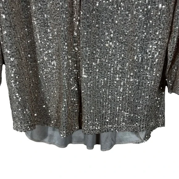NWT Fashion Nova Lumina Sequin Shirt Dress Rose Gold Glam Party Size L - Picture 4 of 8